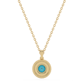 Złota zawieszka z brylantami i niebieskim topazem