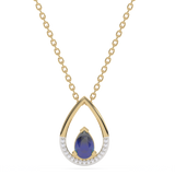 Złota zawieszka w szlifie gruszkowym i brylantami