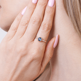 Pierścionek Halo z Niebieskim Topazem - Venetia Jewels - 14K złoto z brylantami