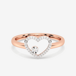 Pierścionek z Brylantowym Sercem Różowy - Venetia Jewels - 14K złoto z brylantami