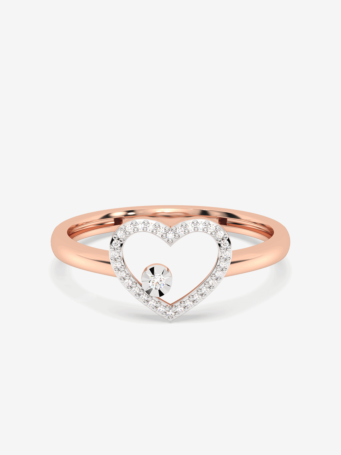 Pierścionek z Brylantowym Sercem Różowy - Venetia Jewels - 14K złoto z brylantami