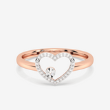 Pierścionek z Brylantowym Sercem Różowy - Venetia Jewels - 14K złoto z brylantami