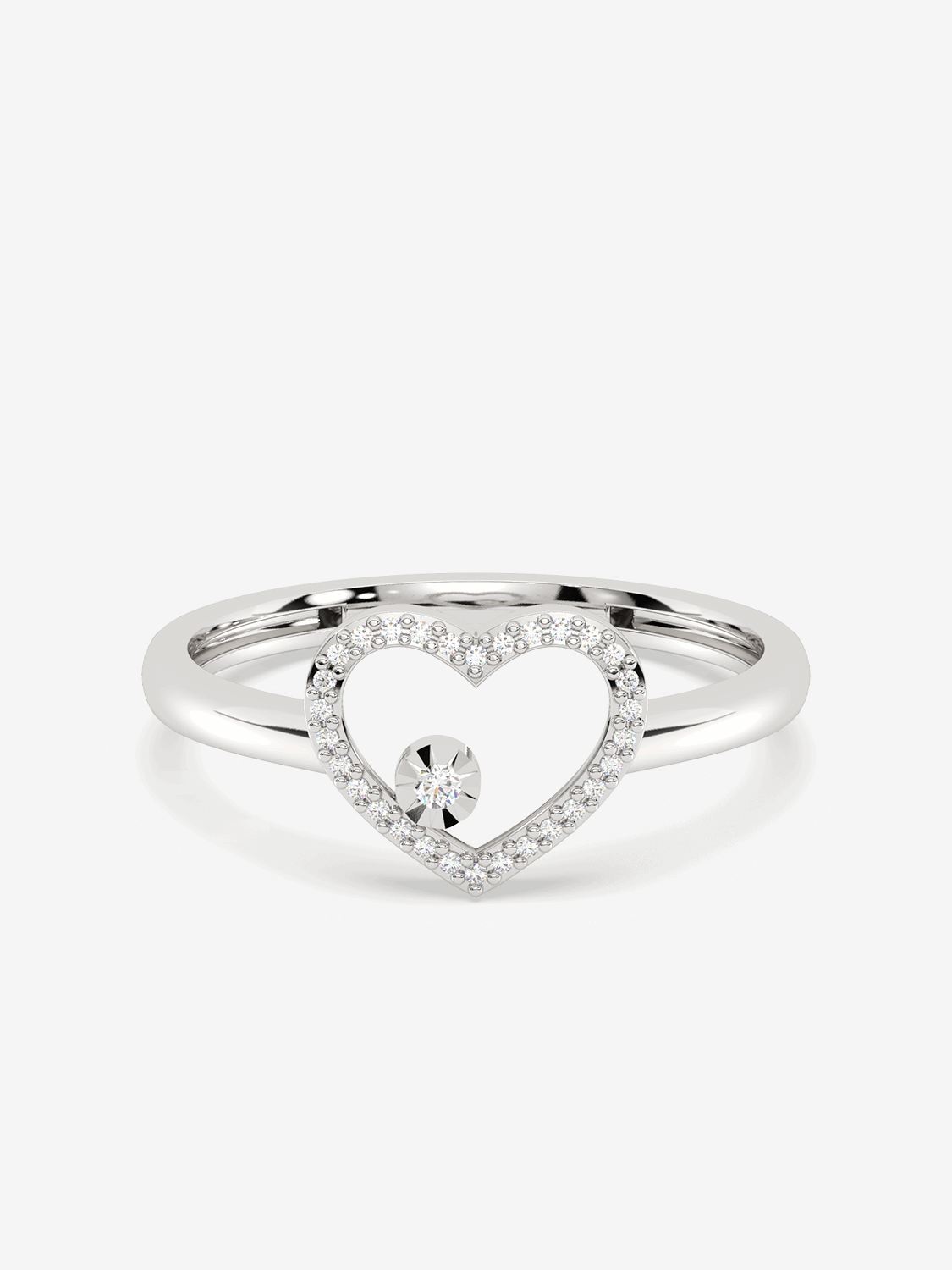Pierścionek z Brylantowym Sercem Biały - Venetia Jewels - 14K złoto z brylantami