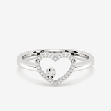 Pierścionek z Brylantowym Sercem Biały - Venetia Jewels - 14K złoto z brylantami