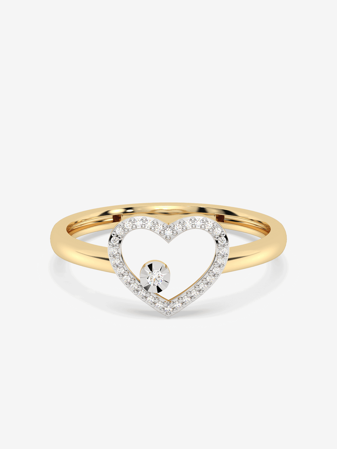 Pierścionek z Brylantowym Sercem - Venetia Jewels - 14K złoto z brylantami