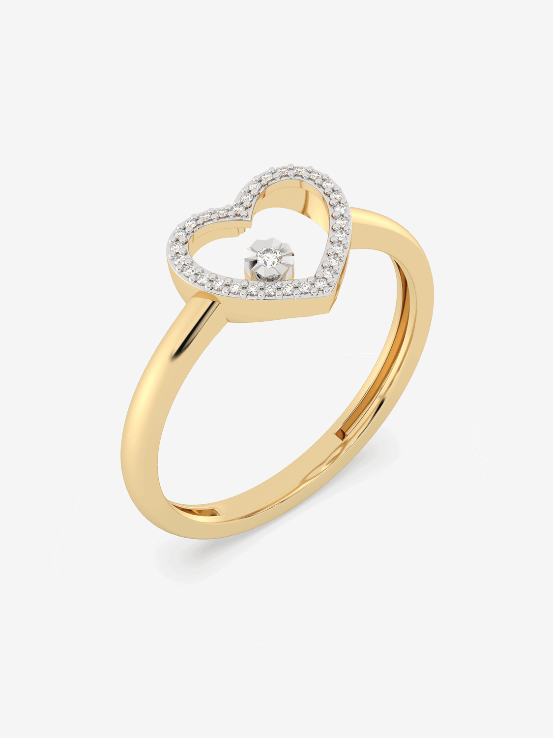 Pierścionek z Brylantowym Sercem żółty - Venetia Jewels - 14K złoto z brylantami