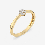 Pierścionek z Brylantowym Kwiatem żółty - Venetia Jewels - 14K złoto z brylantami