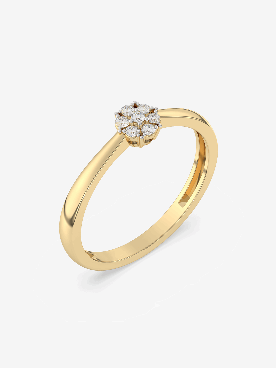 Pierścionek z Brylantowym Kwiatem żółty - Venetia Jewels - 14K złoto z brylantami