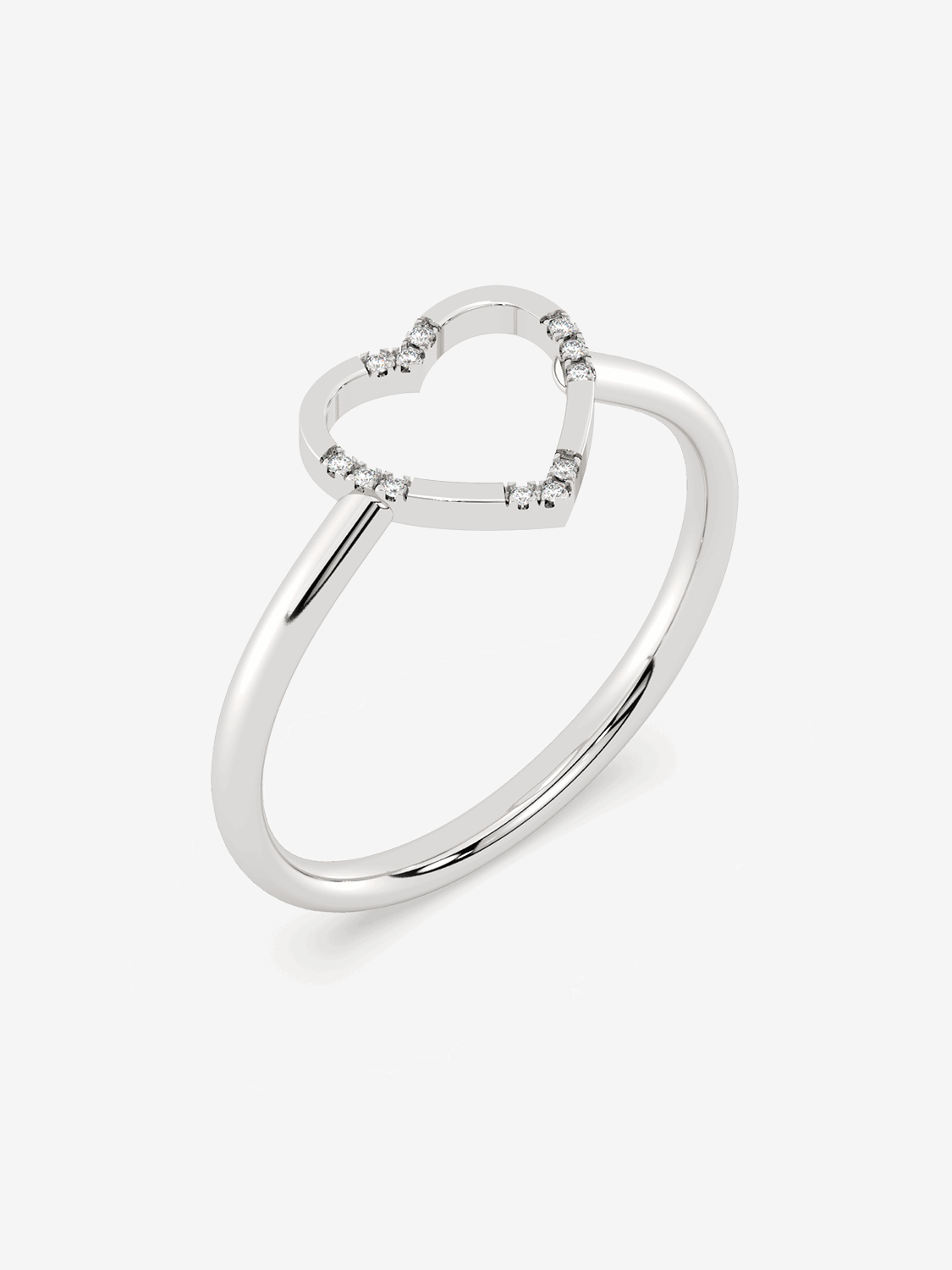 Klasyczny Pierścionek w Kształcie Serca Biały - Venetia Jewels - 14K złoto z brylantami