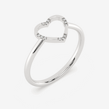 Klasyczny Pierścionek w Kształcie Serca Biały - Venetia Jewels - 14K złoto z brylantami