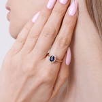 Pierścionek z Niebieskim Szafirem - Venetia Jewels - 14K złoto z brylantami