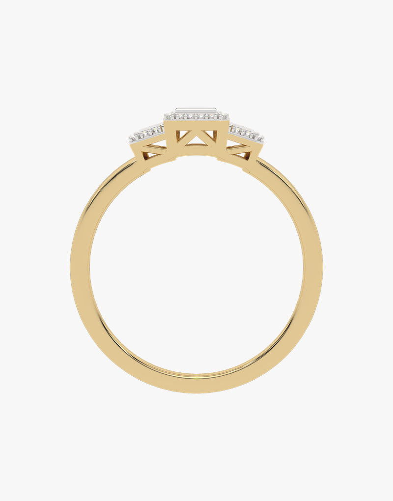 Złoty pierścionek z brylantami baguette - Venetia Jewels - 14K złoto z brylantami