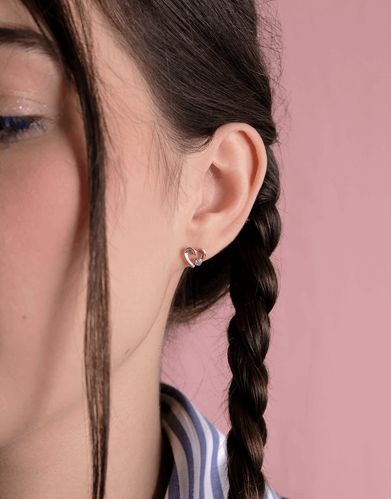 Kolczyki Serca z Brylantem - Venetia Jewels - 14K złoto z brylantami