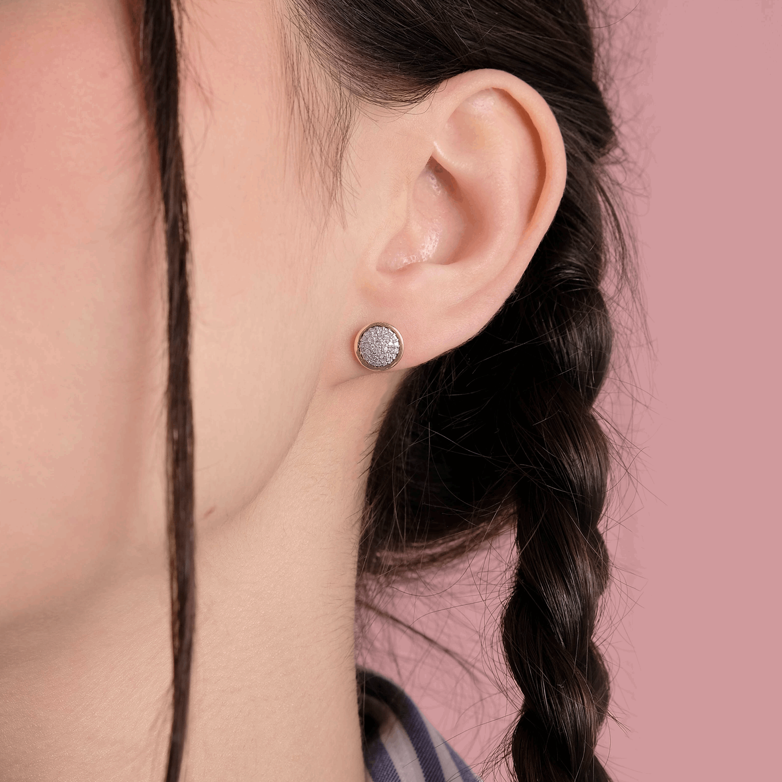 Krągłe Kolczyki z Brylantami - Venetia Jewels - 14K złoto z brylantami