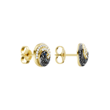 Złote kolczyki z brylantami białymi i czarnymi