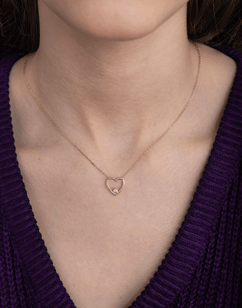 Wisiorek w Kształcie Serca z Brylantem - Venetia Jewels - 14K złoto z brylantami