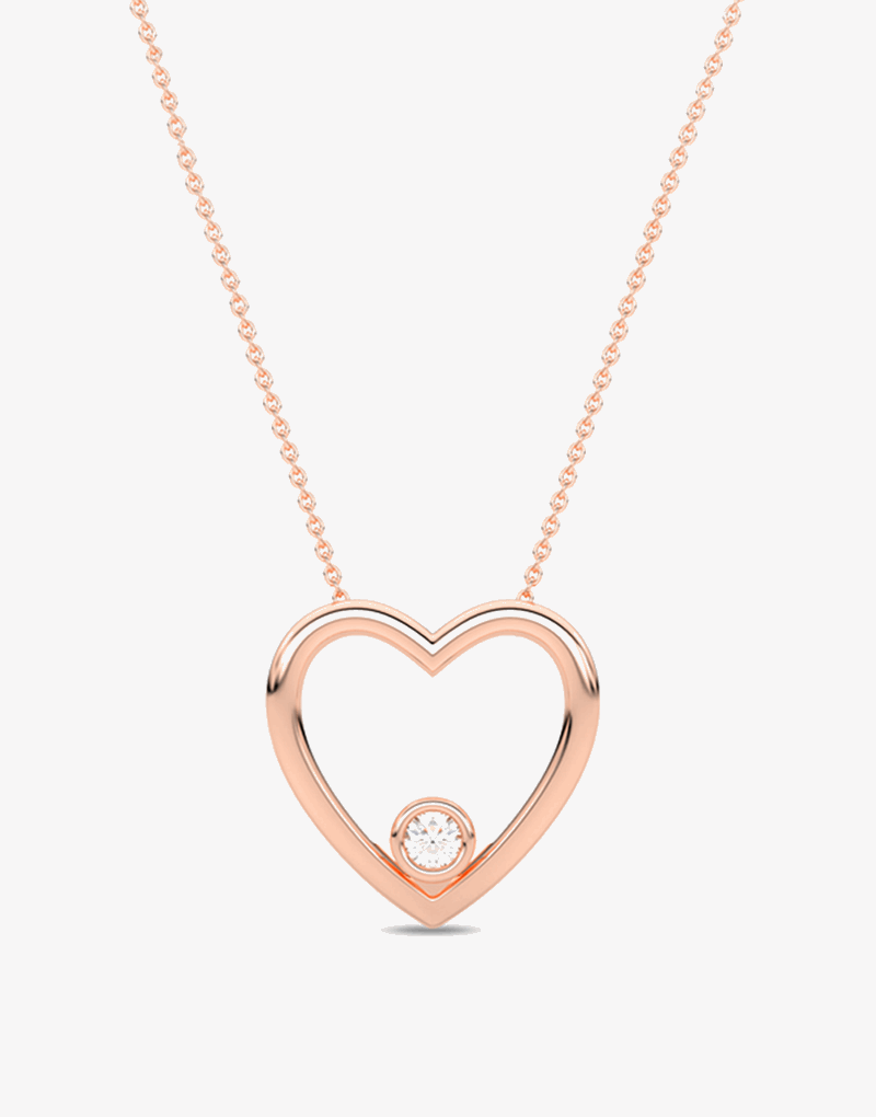 Wisiorek w Kształcie Serca z Brylantem Różowy - Venetia Jewels - 14K złoto z brylantami