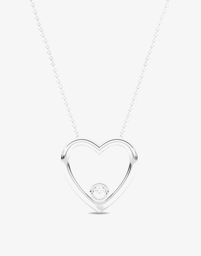 Wisiorek w Kształcie Serca z Brylantem Biały - Venetia Jewels - 14K złoto z brylantami