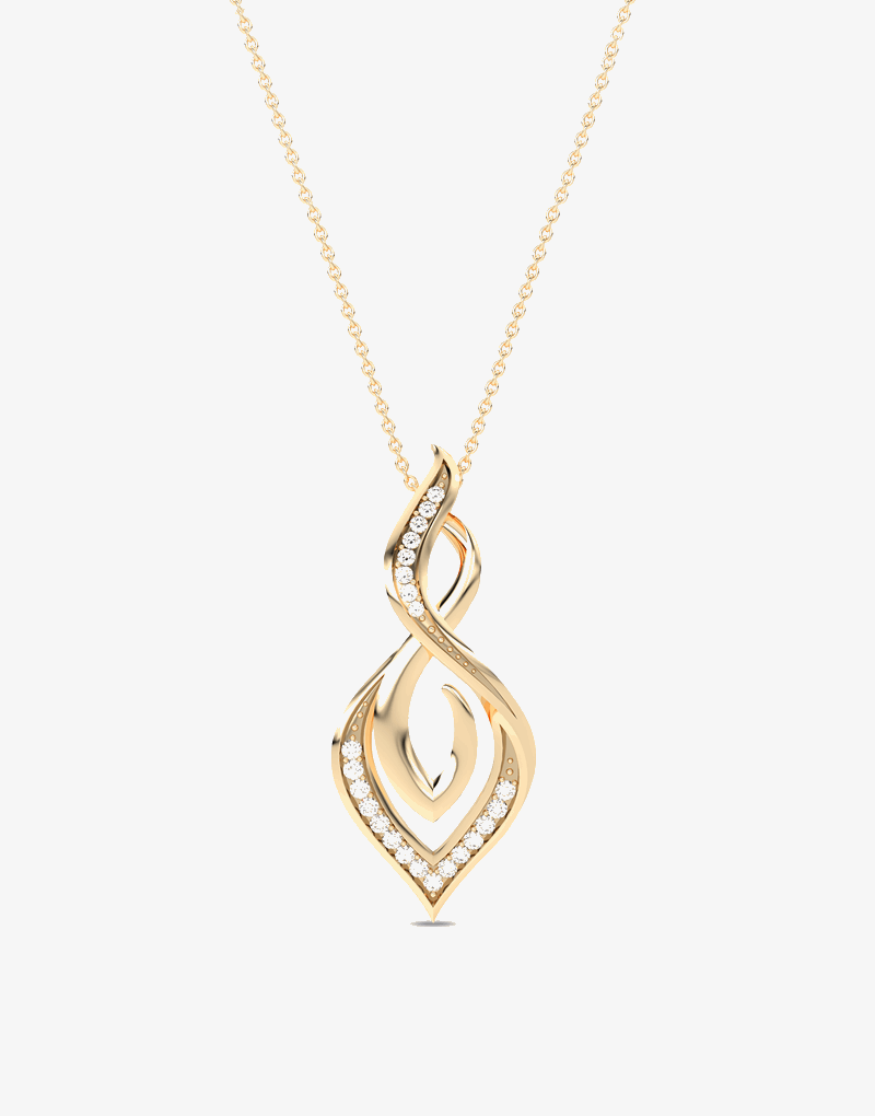 Podłużna Zawieszka Infinity żółty - Venetia Jewels - 14K złoto z brylantami