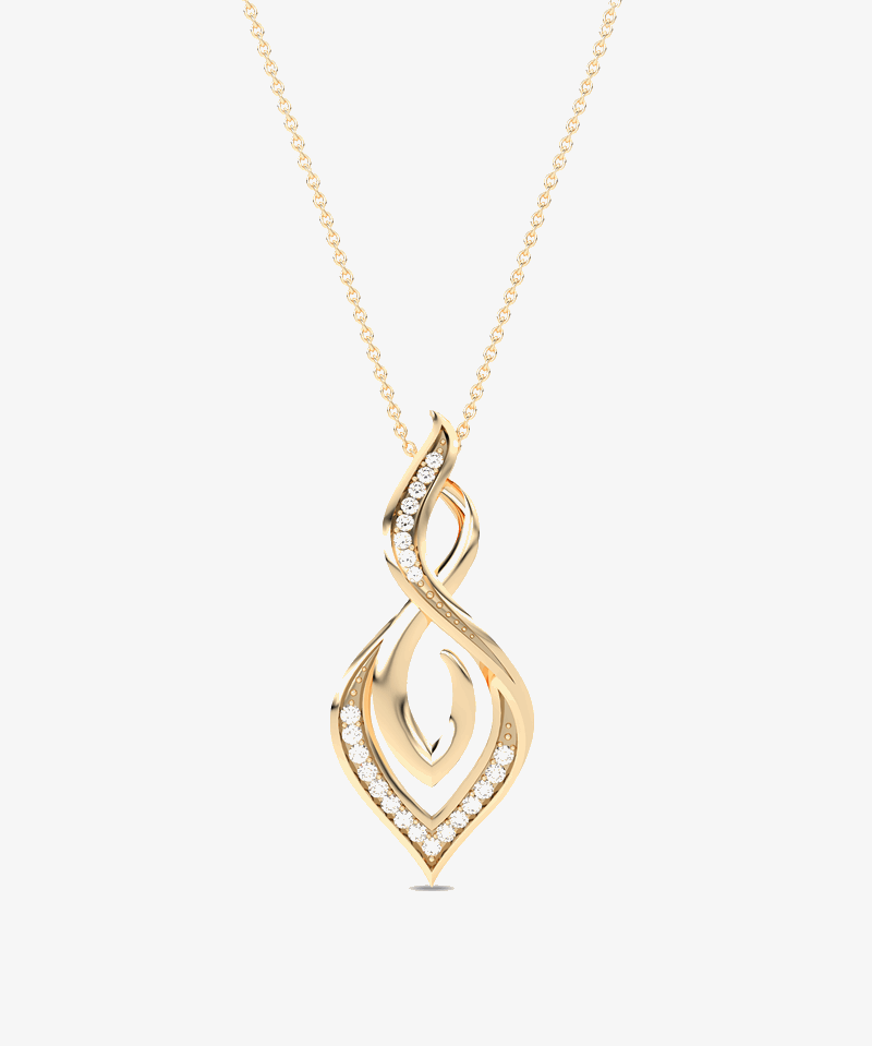 Podłużna Zawieszka Infinity żółty - Venetia Jewels - 14K złoto z brylantami