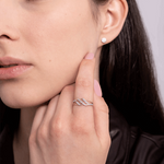 Kręcony Pierścionek z Brylantami - Venetia Jewels - 14K złoto z brylantami