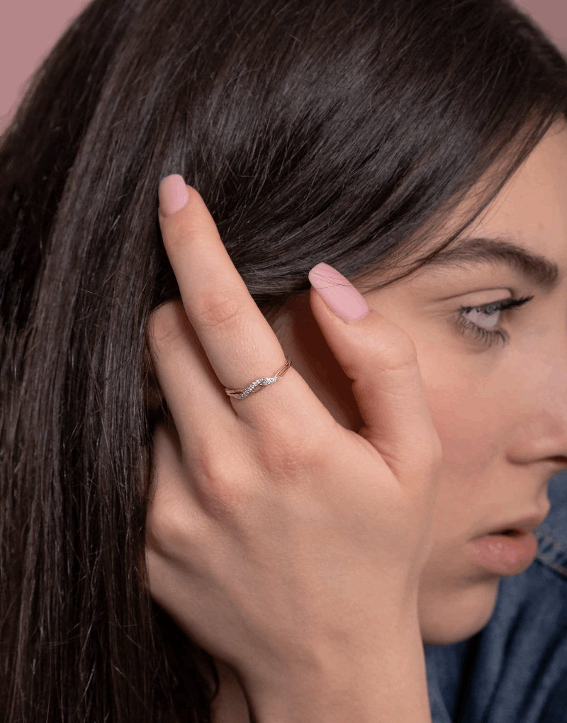 Kręty Pierścionek z Brylantami - Venetia Jewels - 14K złoto z brylantami