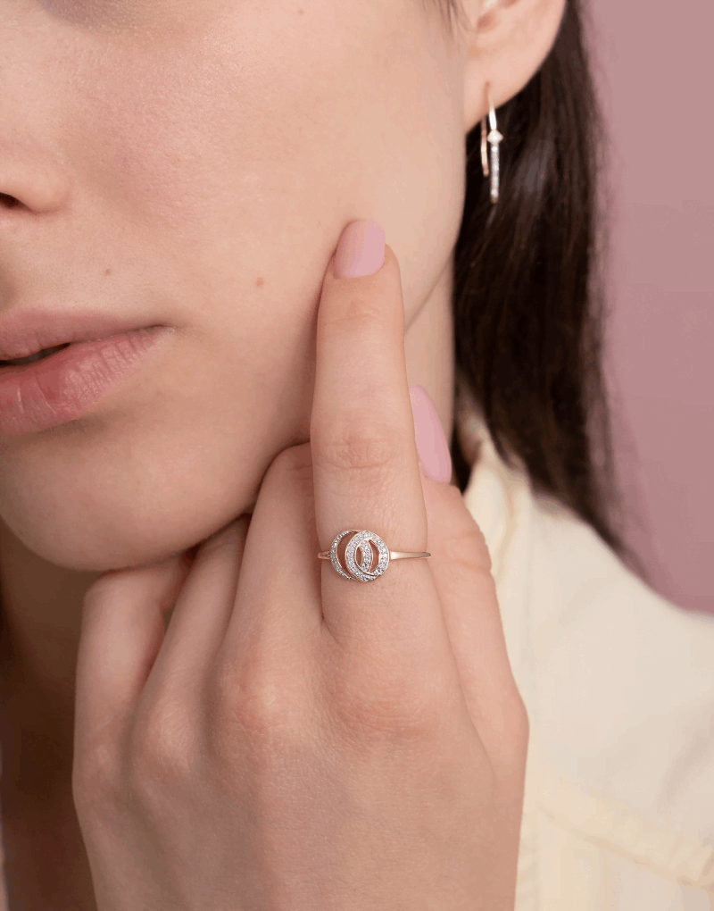 Pierścionek z Brylantowymi Obręczami - Venetia Jewels - 14K złoto z brylantami