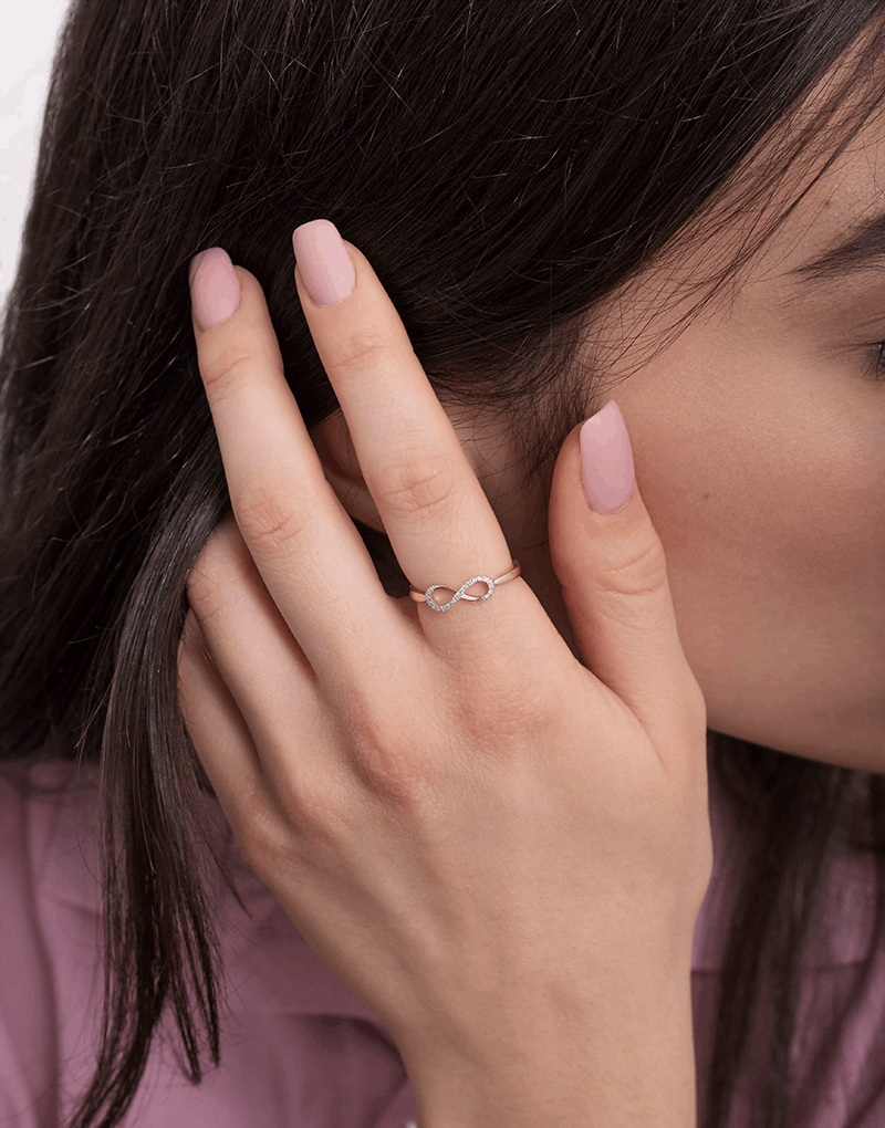 Pierścionek w Kształcie Nieskończoności - Venetia Jewels - 14K złoto z brylantami