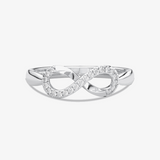 Pierścionek w Kształcie Nieskończoności Biały - Venetia Jewels - 14K złoto z brylantami