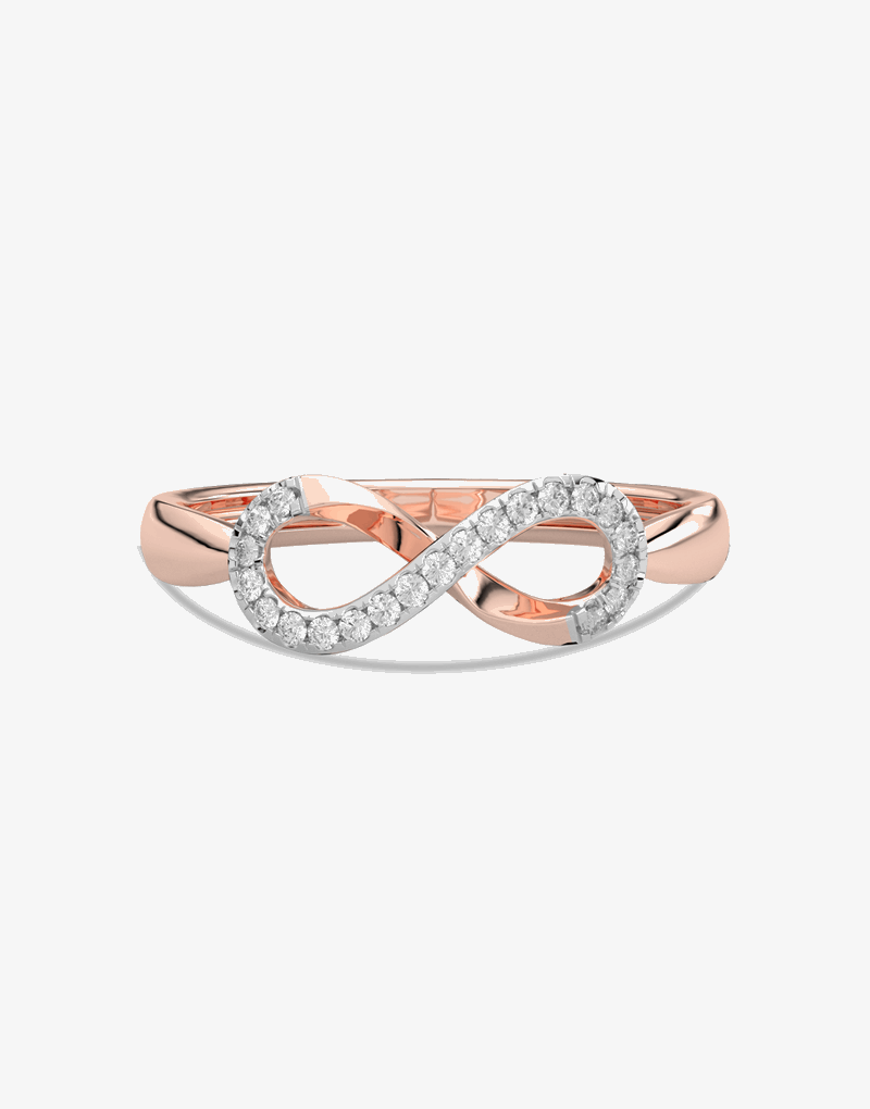 Pierścionek w Kształcie Nieskończoności Różowy - Venetia Jewels - 14K złoto z brylantami