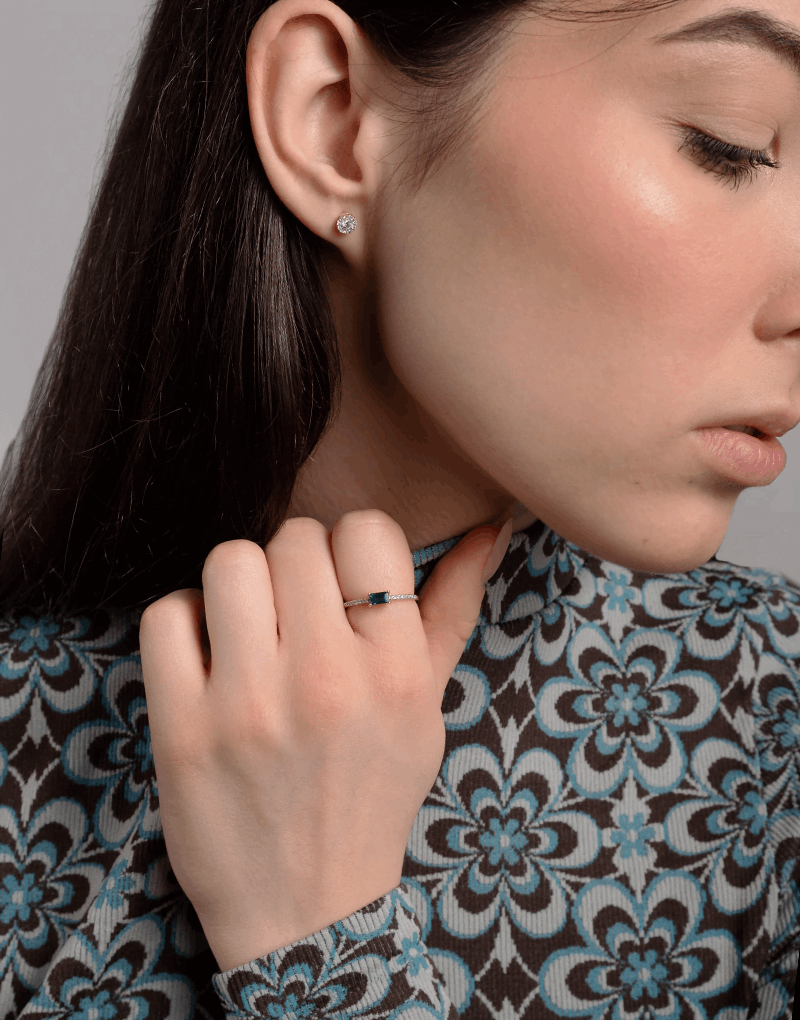 Pierścionek Vintage z Szafirem i Brylantami - Venetia Jewels - 14K złoto z brylantami