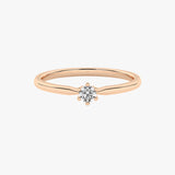 Klasyczny złoty pierścionek zaręczynowy z pojedynczym brylantem Różowy - Venetia Jewels - 14K złoto z brylantami