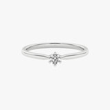 Klasyczny złoty pierścionek zaręczynowy z pojedynczym brylantem Biały - Venetia Jewels - 14K złoto z brylantami