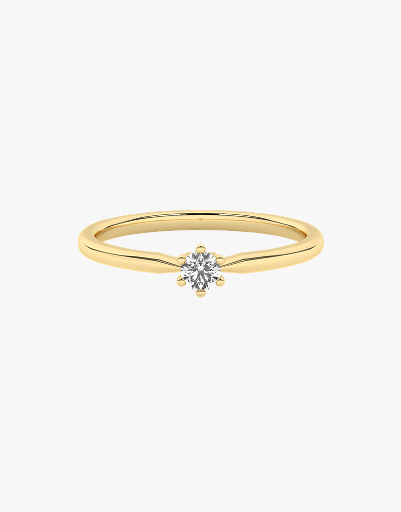 Klasyczny złoty pierścionek zaręczynowy z pojedynczym brylantem żółty - Venetia Jewels - 14K złoto z brylantami