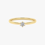 Klasyczny złoty pierścionek zaręczynowy z pojedynczym brylantem żółty - Venetia Jewels - 14K złoto z brylantami