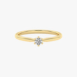 Klasyczny złoty pierścionek zaręczynowy z pojedynczym brylantem żółty - Venetia Jewels - 14K złoto z brylantami