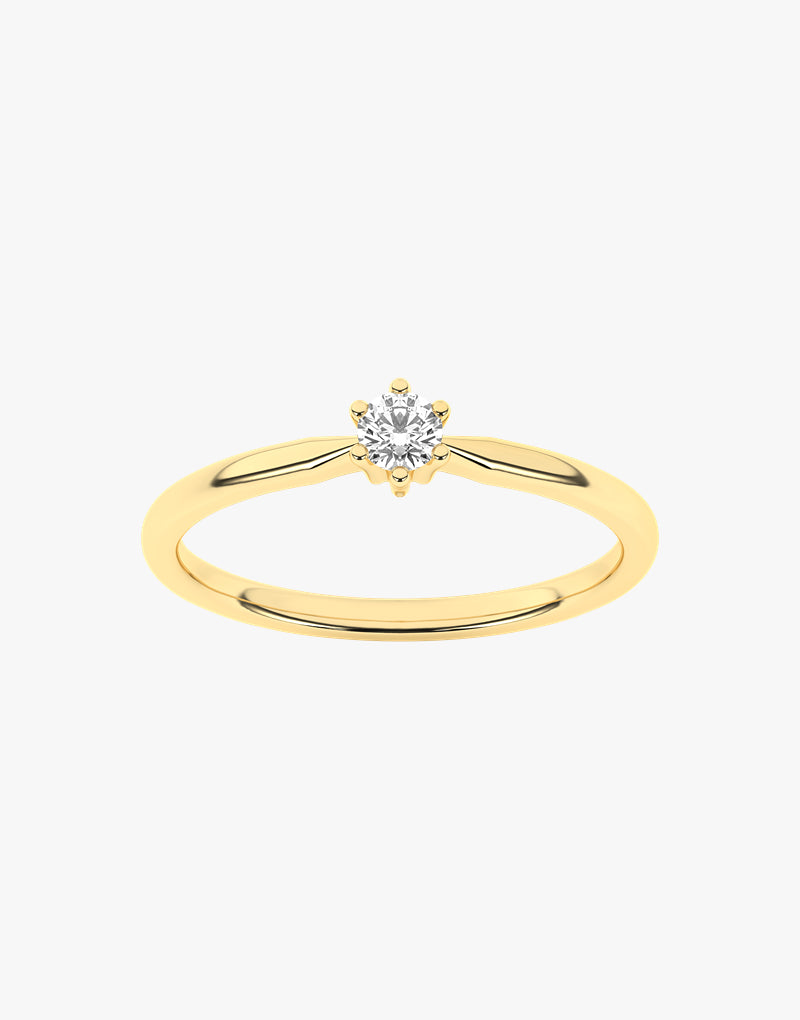 Klasyczny złoty pierścionek zaręczynowy z pojedynczym brylantem - Venetia Jewels - 14K złoto z brylantami