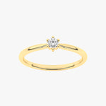 Klasyczny złoty pierścionek zaręczynowy z pojedynczym brylantem - Venetia Jewels - 14K złoto z brylantami