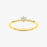 Klasyczny złoty pierścionek zaręczynowy z pojedynczym brylantem - Venetia Jewels - 14K złoto z brylantami