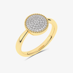 Złoty pierścionek z krążkiem brylantów żółty - Venetia Jewels - 14K złoto z brylantami