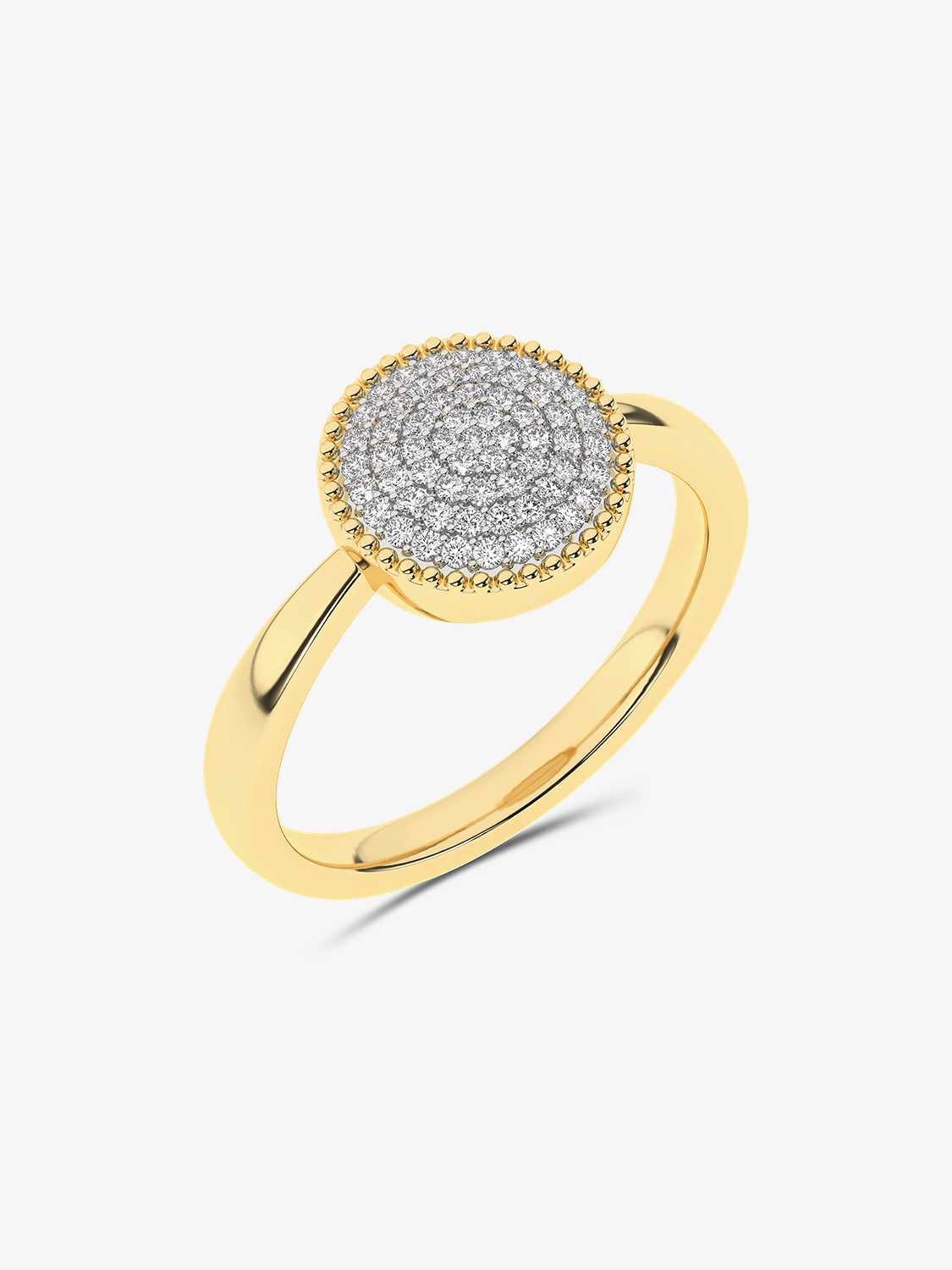 Złoty pierścionek z krążkiem brylantów żółty - Venetia Jewels - 14K złoto z brylantami