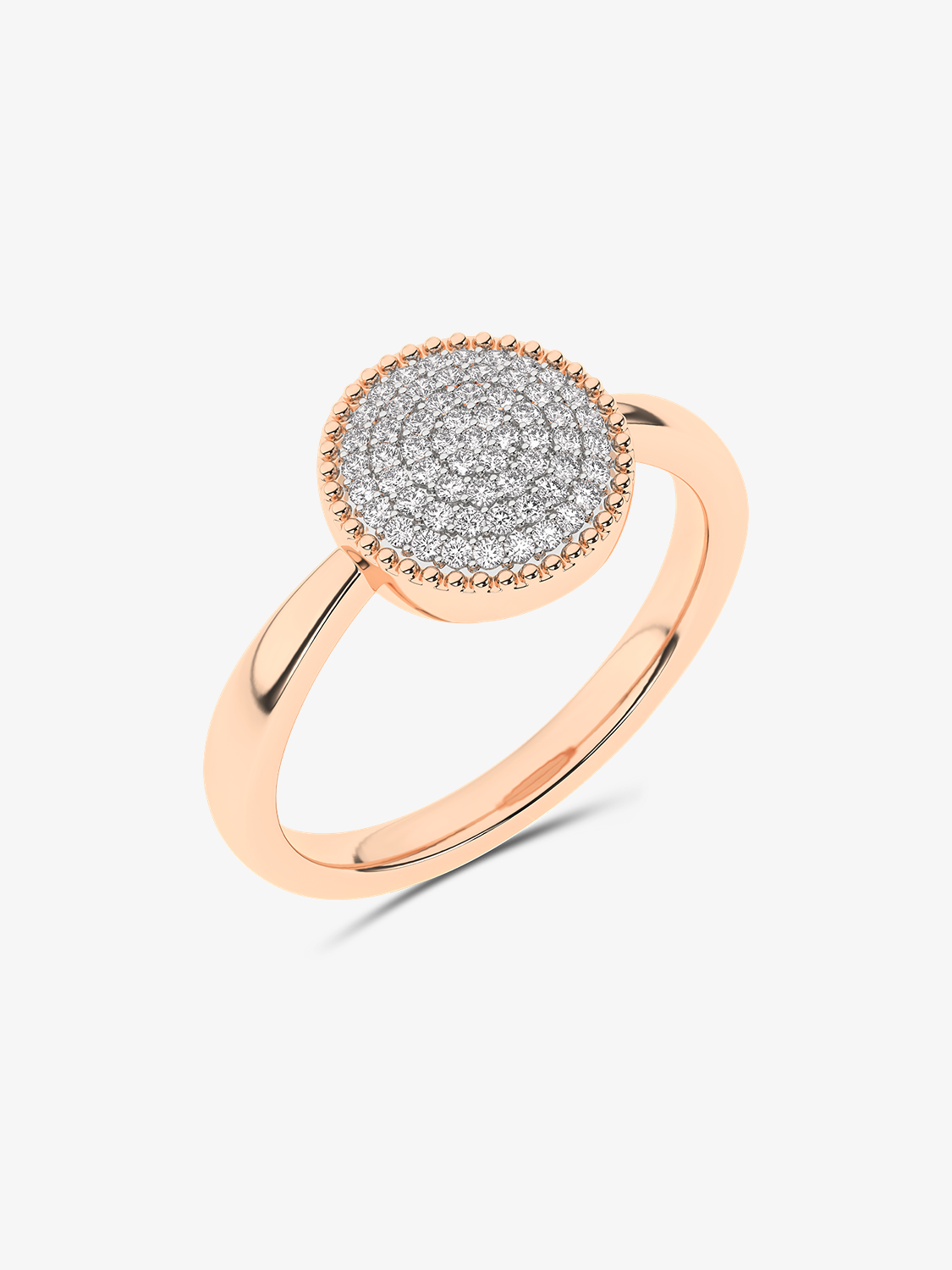 Złoty pierścionek z krążkiem brylantów Różowy - Venetia Jewels - 14K złoto z brylantami