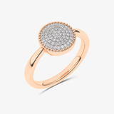 Złoty pierścionek z krążkiem brylantów Różowy - Venetia Jewels - 14K złoto z brylantami