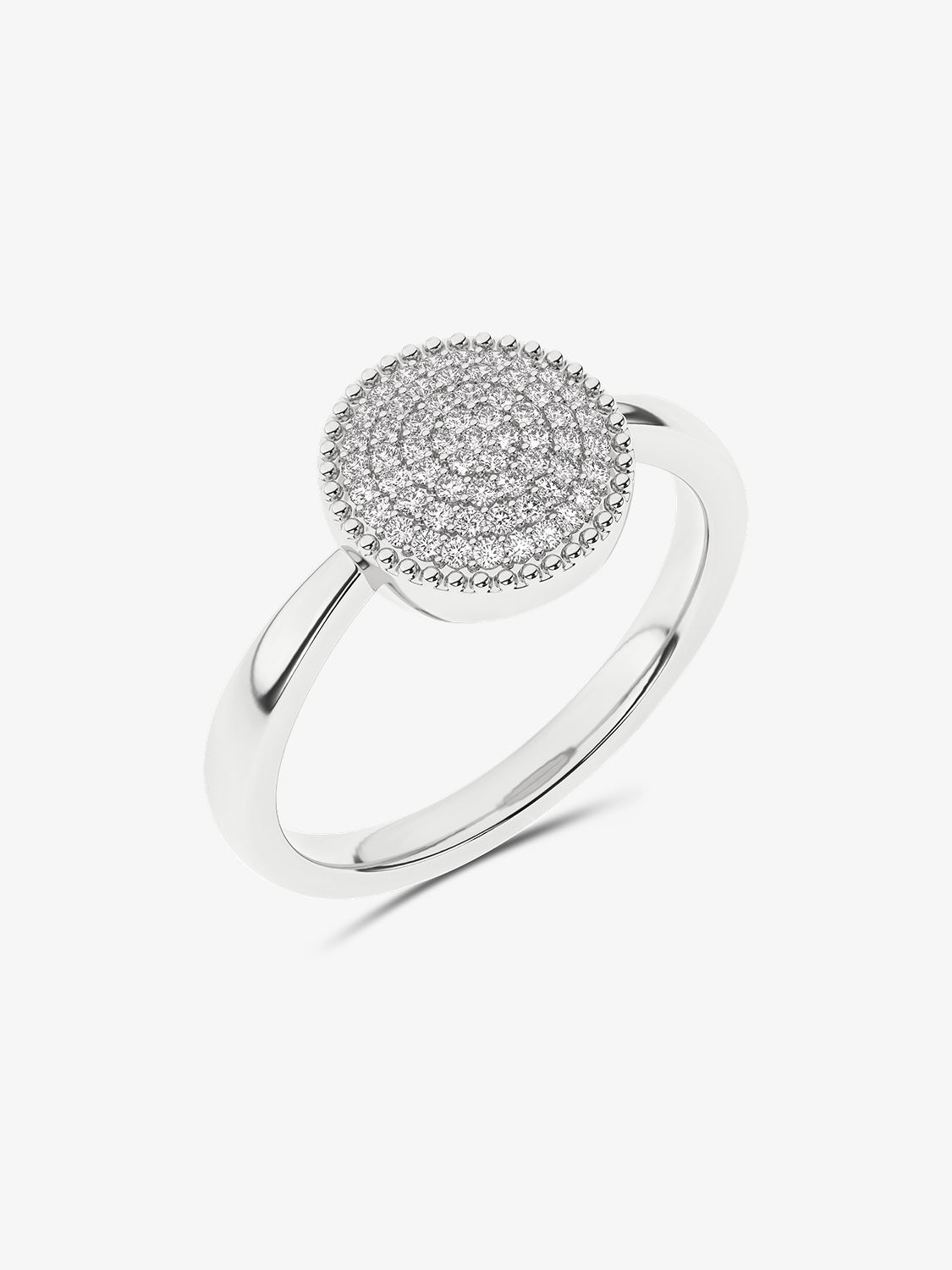 Złoty pierścionek z krążkiem brylantów Biały - Venetia Jewels - 14K złoto z brylantami