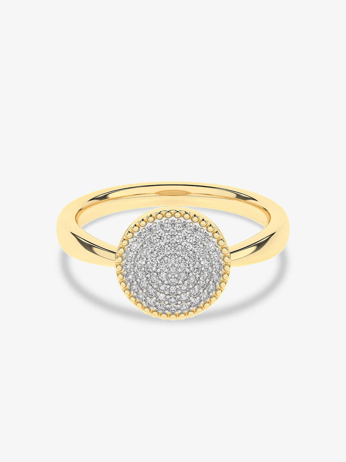 Złoty pierścionek z krążkiem brylantów - Venetia Jewels - 14K złoto z brylantami