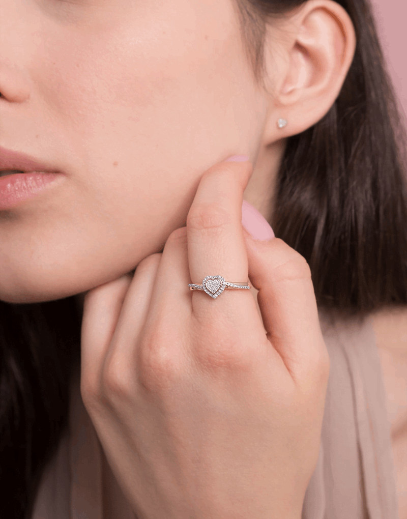 Pierścionek w Kształcie Serca z Brylantami - Venetia Jewels - 14K złoto z brylantami