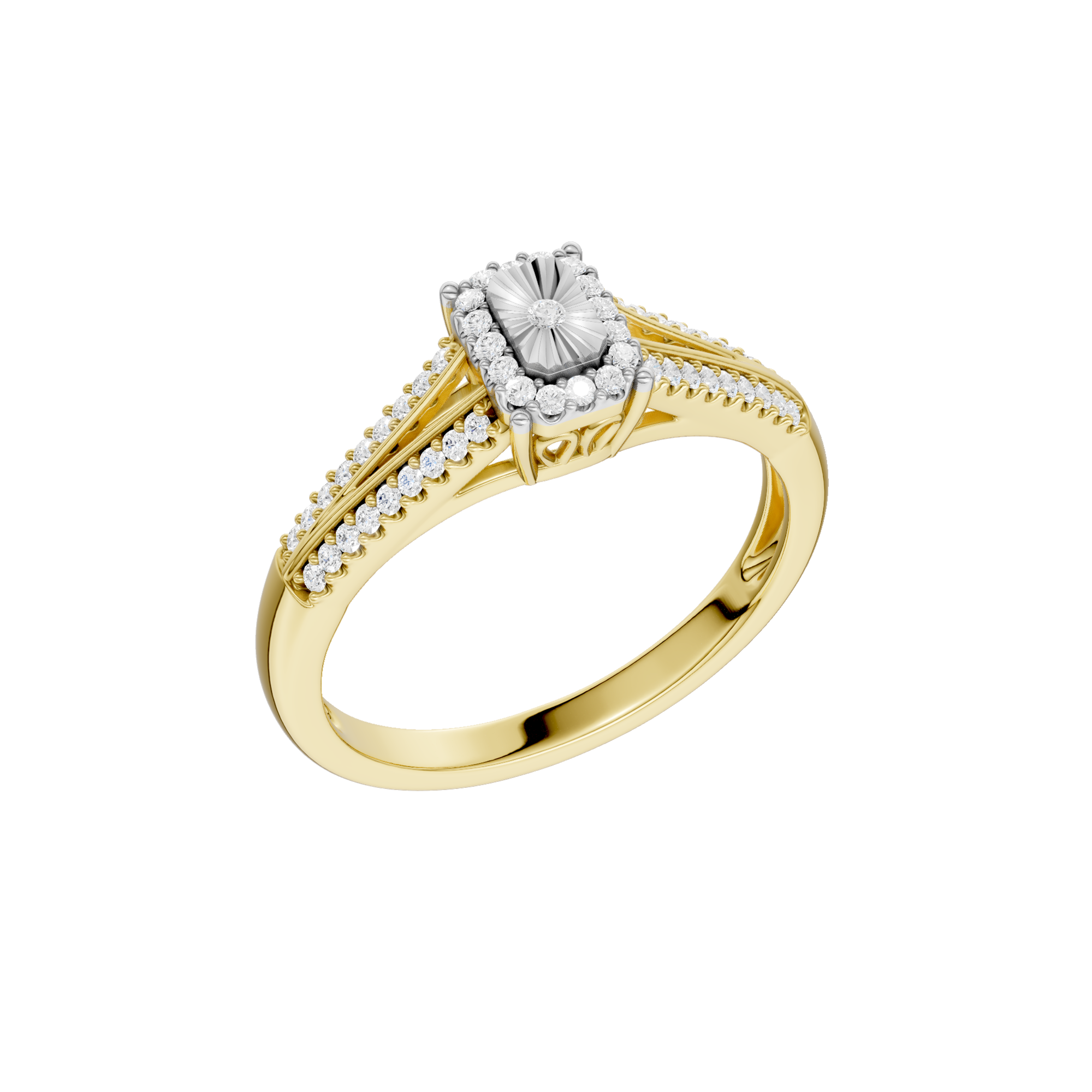 Złoty pierścionek z brylantami o wyjątkowym, eleganckim designie idealny na specjalne okazje