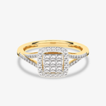 Złoty pierścionek z kwadratem brylantowym Pavé - Strefa okazji - Venetia Jewels - 14K złoto z brylantami