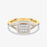 Złoty pierścionek z kwadratem brylantowym Pavé - Strefa okazji - Venetia Jewels - 14K złoto z brylantami