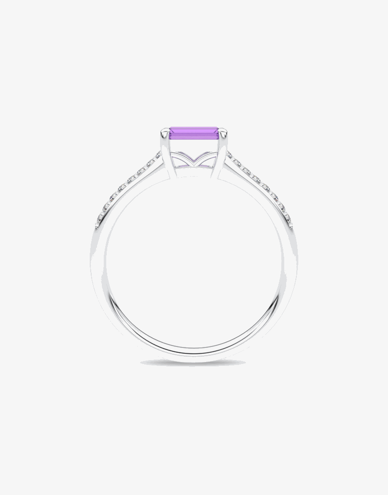 Pierścionek z Ametystem w Stylu Vintage Biały - Venetia Jewels - 14K złoto z brylantami